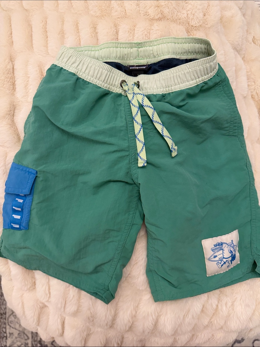 Patagonia Boy’s Green Swim Trunks with Liner